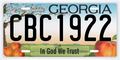 GA license plate CBC1922