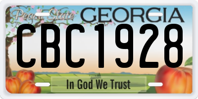 GA license plate CBC1928