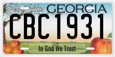 GA license plate CBC1931