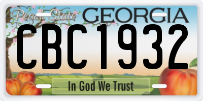 GA license plate CBC1932
