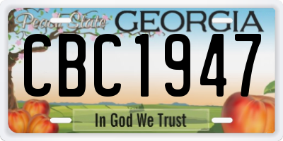 GA license plate CBC1947
