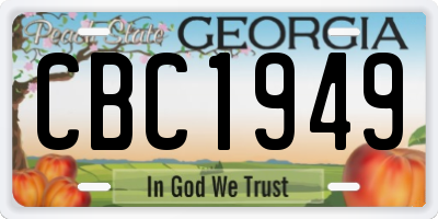 GA license plate CBC1949