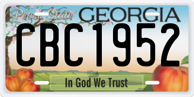 GA license plate CBC1952
