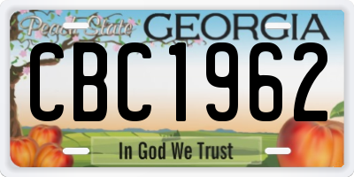 GA license plate CBC1962