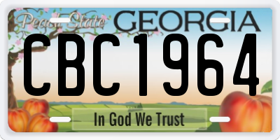 GA license plate CBC1964