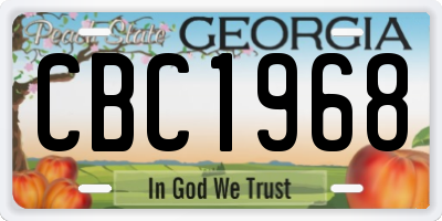 GA license plate CBC1968