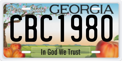 GA license plate CBC1980