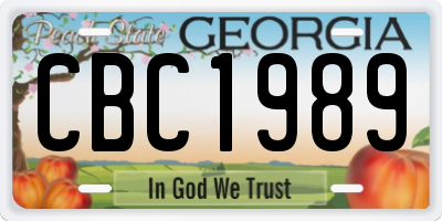 GA license plate CBC1989