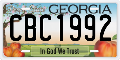 GA license plate CBC1992
