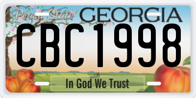 GA license plate CBC1998