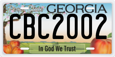 GA license plate CBC2002
