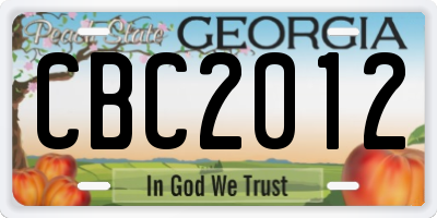 GA license plate CBC2012