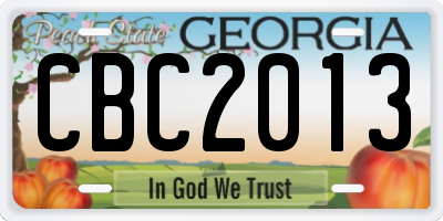 GA license plate CBC2013