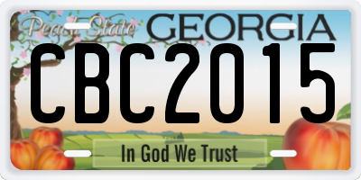 GA license plate CBC2015