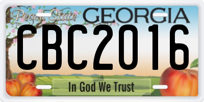 GA license plate CBC2016