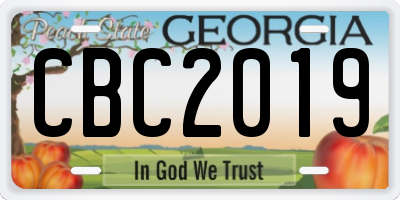 GA license plate CBC2019