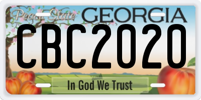 GA license plate CBC2020