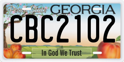GA license plate CBC2102