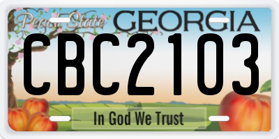 GA license plate CBC2103