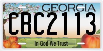 GA license plate CBC2113