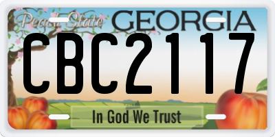 GA license plate CBC2117