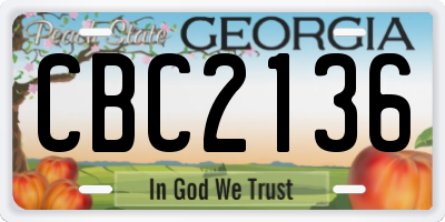 GA license plate CBC2136