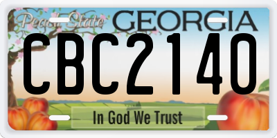 GA license plate CBC2140