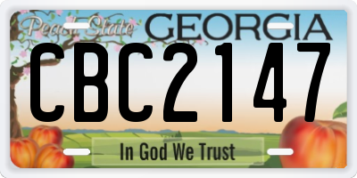 GA license plate CBC2147