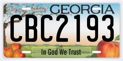 GA license plate CBC2193