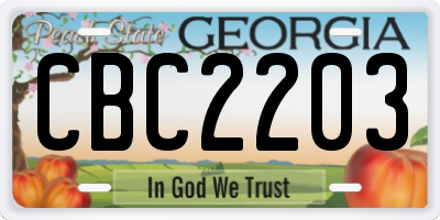 GA license plate CBC2203