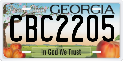 GA license plate CBC2205