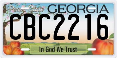 GA license plate CBC2216