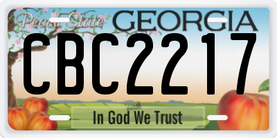 GA license plate CBC2217