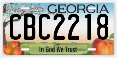 GA license plate CBC2218