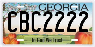 GA license plate CBC2222