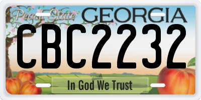 GA license plate CBC2232