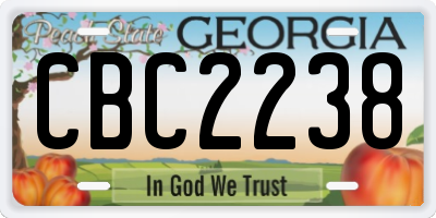 GA license plate CBC2238