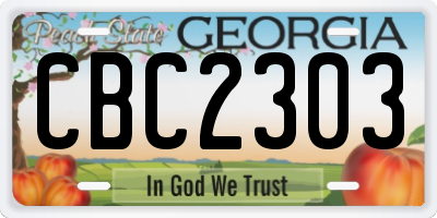 GA license plate CBC2303