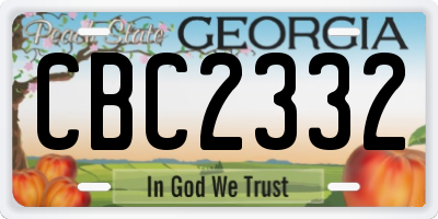 GA license plate CBC2332