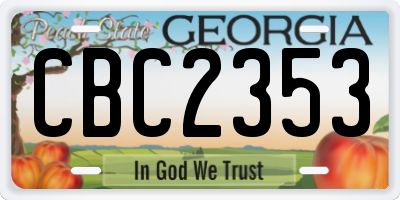 GA license plate CBC2353