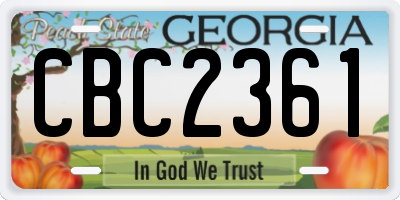 GA license plate CBC2361