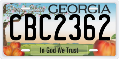 GA license plate CBC2362
