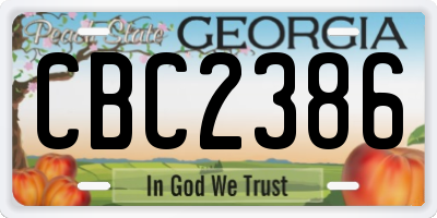 GA license plate CBC2386
