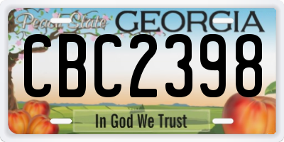 GA license plate CBC2398