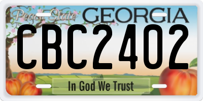 GA license plate CBC2402