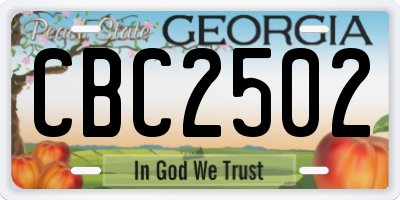 GA license plate CBC2502
