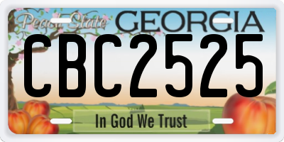 GA license plate CBC2525