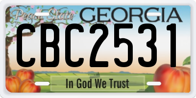 GA license plate CBC2531