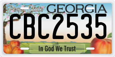 GA license plate CBC2535