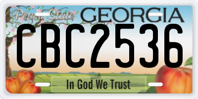 GA license plate CBC2536